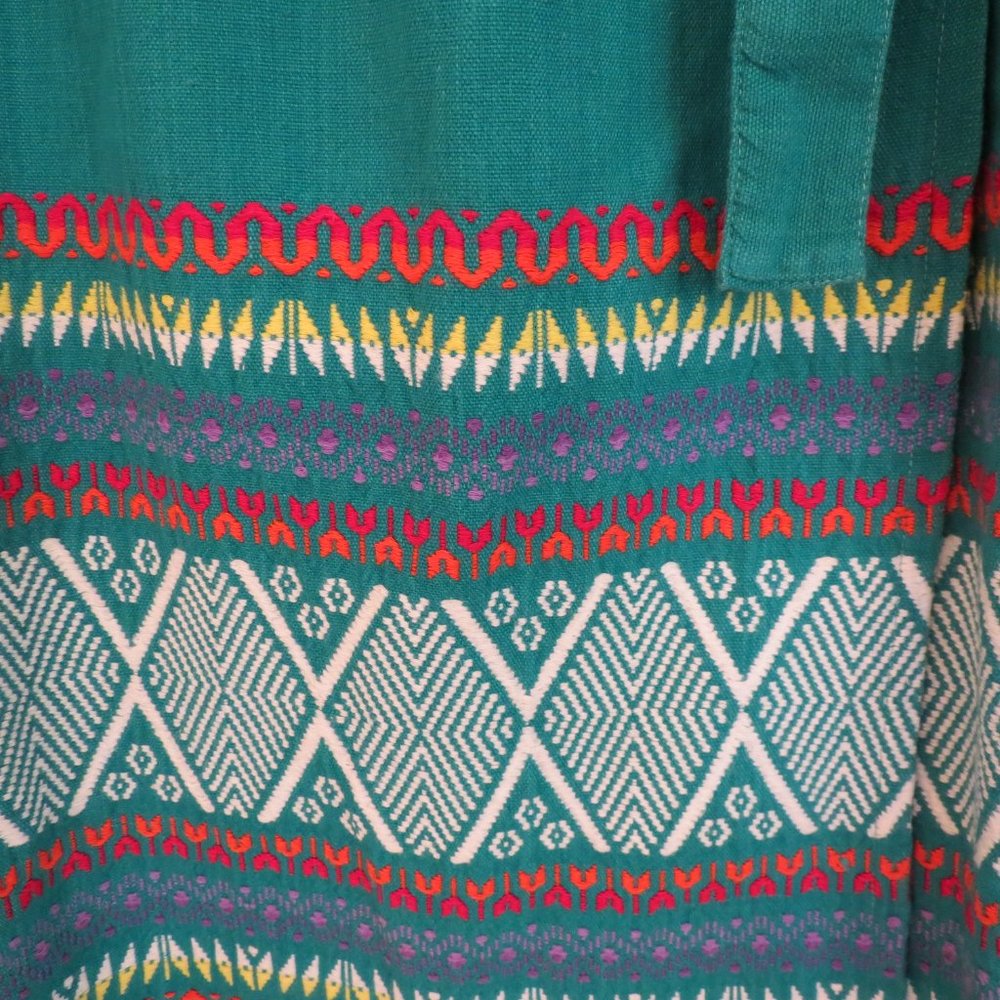 Vintage Guatemalan Turquoise Embroidered Skirt M - Picture 2 of 3